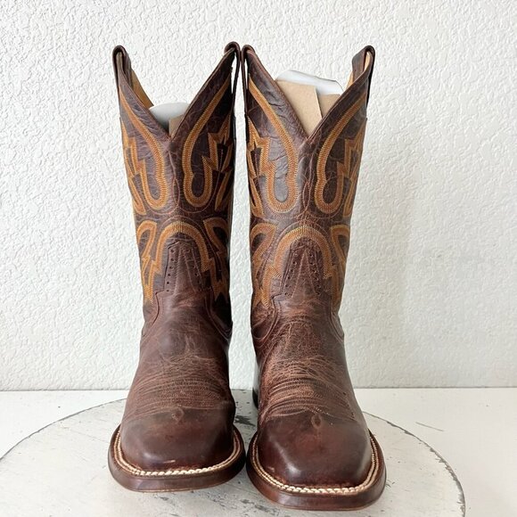 Rod Patrick Mens Cowboy Boots 8AA Brown Leather Western Square Toe 11" Shaft - Picture 5 of 10